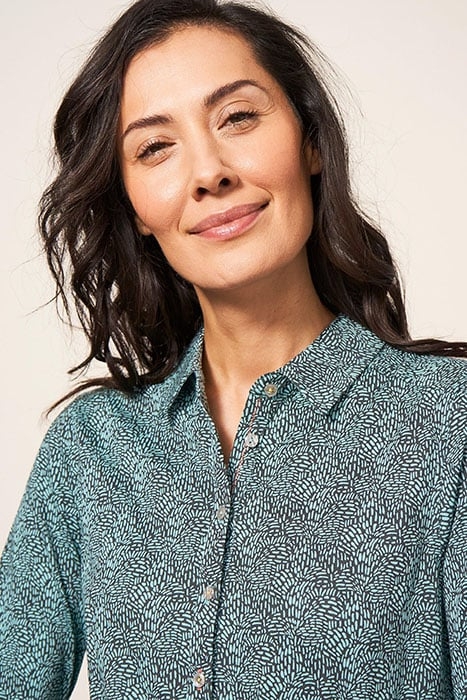 EVERLY JERSEY SHIRT DRESS TEAL MULTI 4