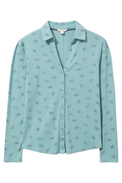 ROSIE RIB JERSEY SHIRT TEAL PRINT 3
