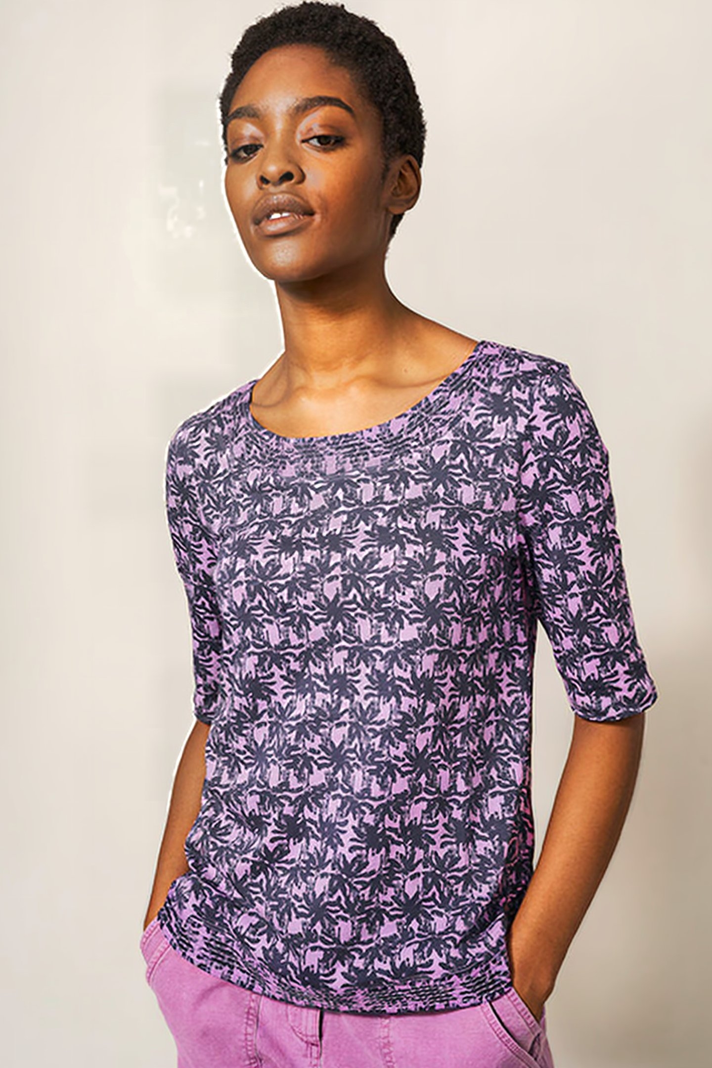 WEAVER JERSEY TEE PURPLE MULTI 1