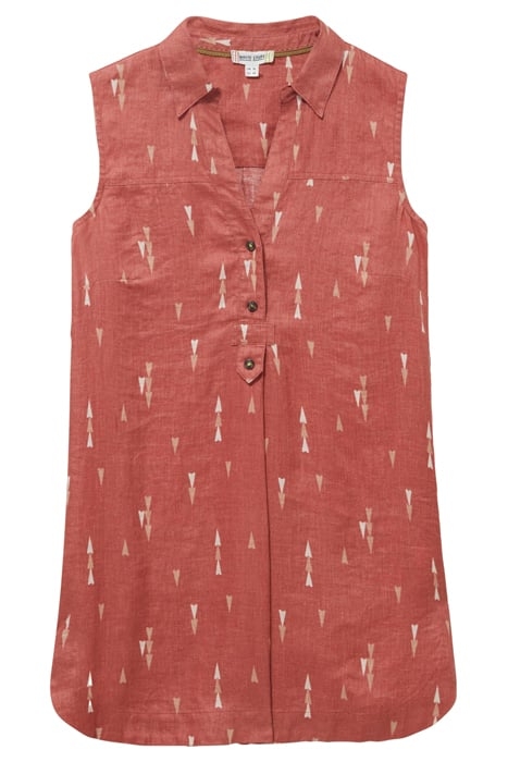 ELSIE SLEEVELESS LINEN TUNIC RED MLT 4