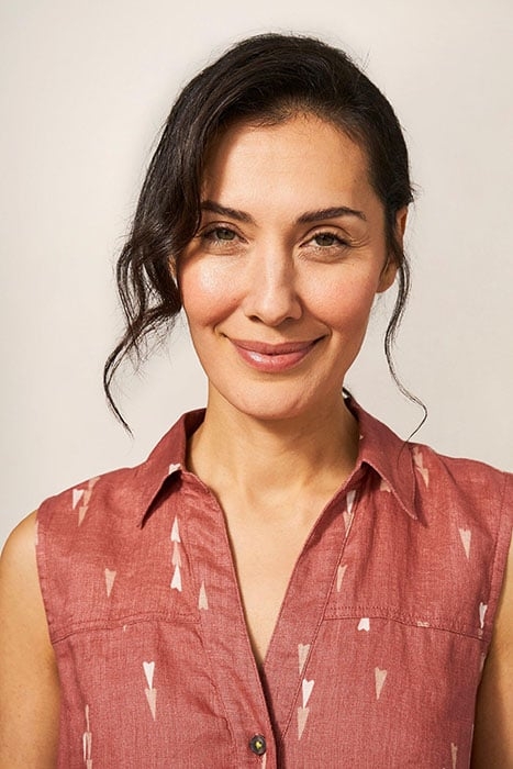 ELSIE SLEEVELESS LINEN TUNIC RED MLT 3