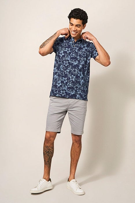 PALM PRINTED POLO DARK NAVY 1