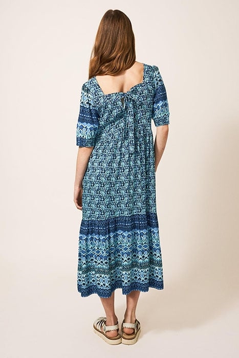 CONNIE ECO VERO MIDI DRESS BLUE MULTI 2