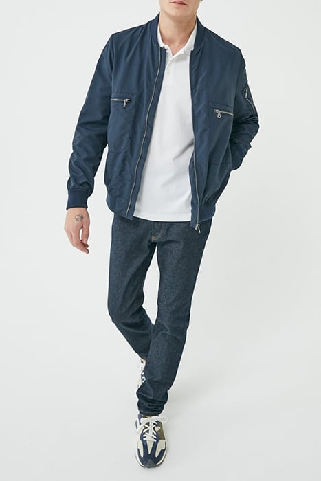 NAVY NYLON BOMBER JACKET 1