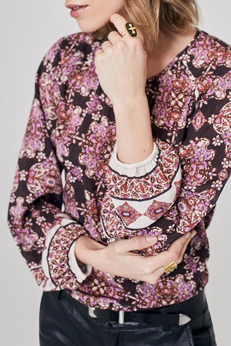 PURPLE BOHO PRINT VOILE BLOUSE 4