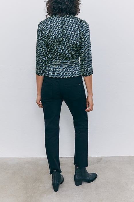 BLACK GRAPHIC PRINT WRAP BLOUSE 2