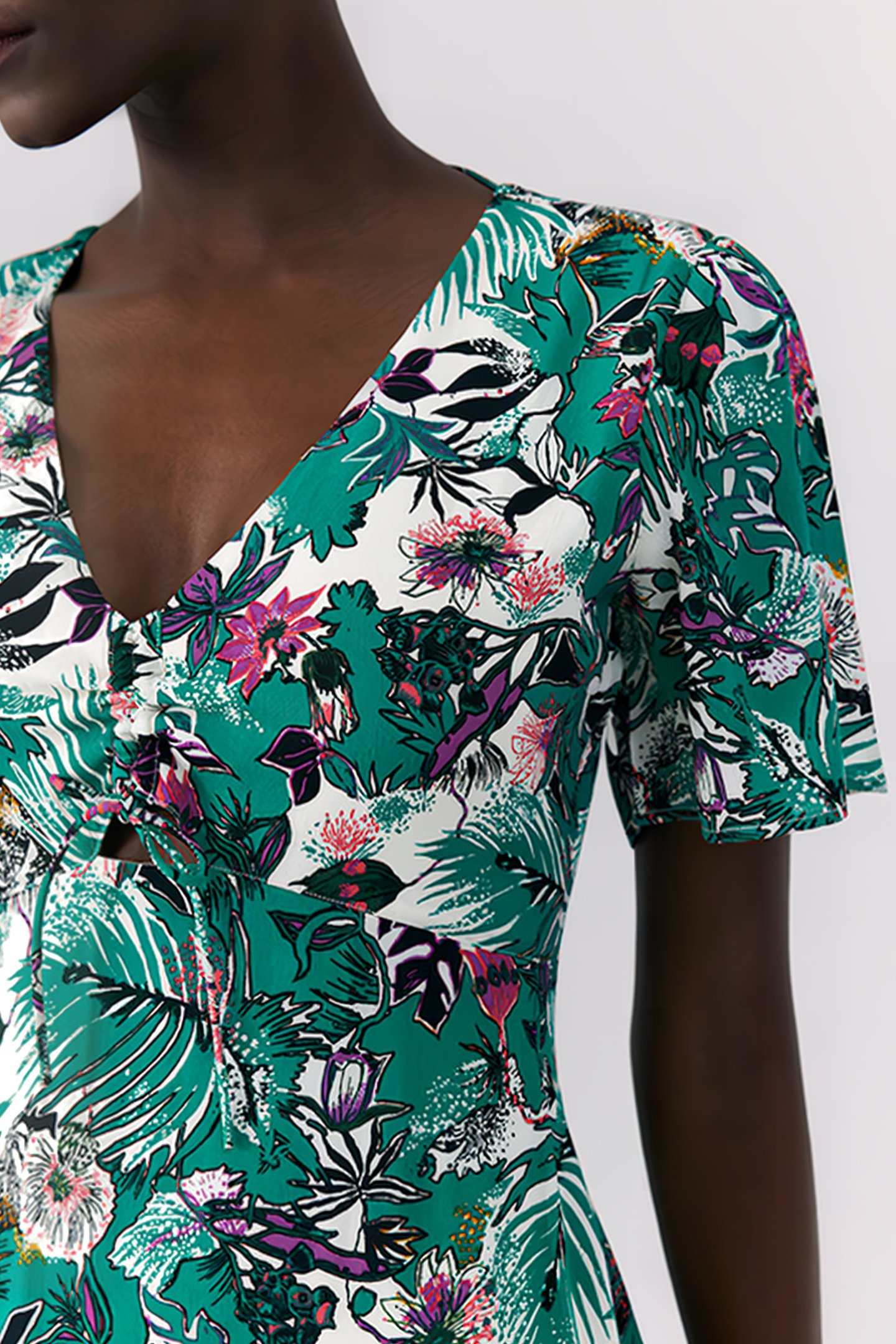 GREEN PLANT PRINT LONG DRESS 5