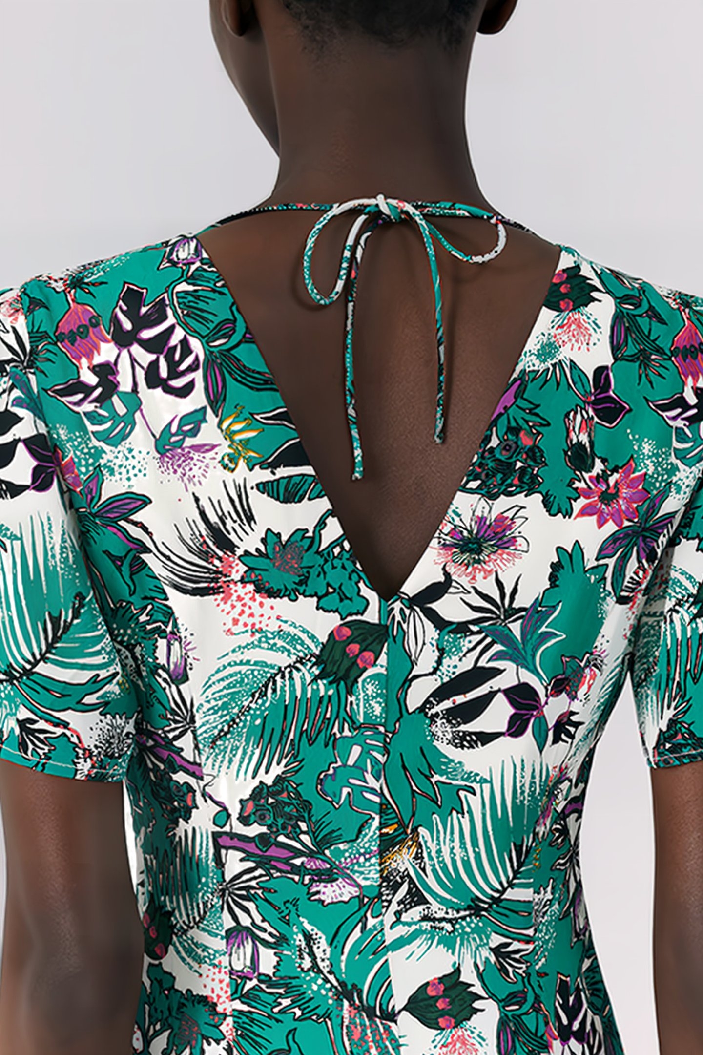 GREEN PLANT PRINT LONG DRESS 6