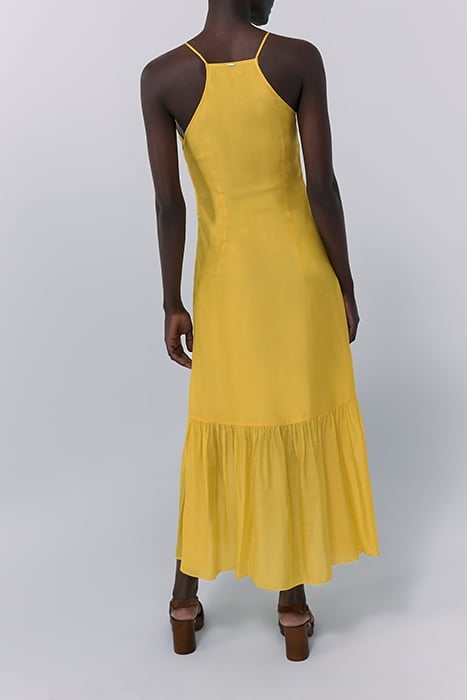 YELLOW RUFFLED STRAPPY LONG DRESS 2