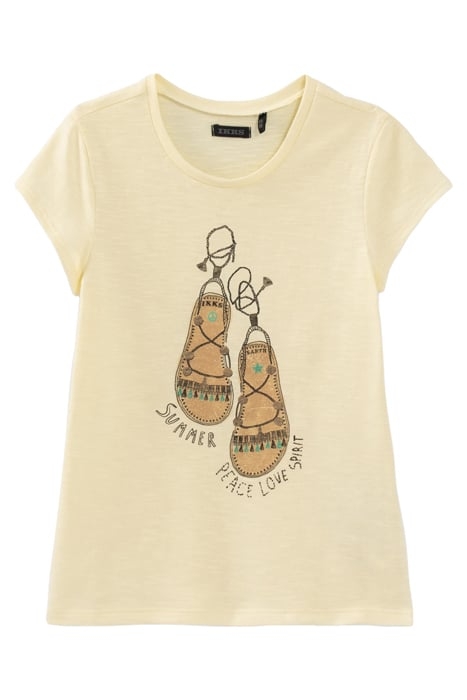 GIRLS’ YELLOW SANDALS IMAGE ORGANIC COTTON T-SHIRT 1