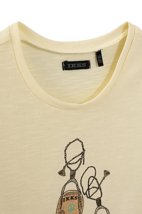 GIRLS’ YELLOW SANDALS IMAGE ORGANIC COTTON T-SHIRT 3