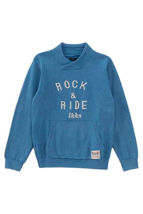 BOYS’ BLEACH BLUE KNIT SWEATER WITH EMBROIDERED FRONT 2