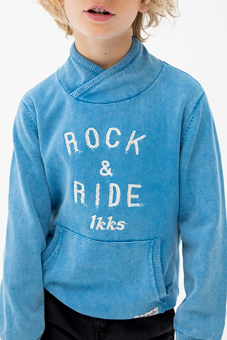 BOYS’ BLEACH BLUE KNIT SWEATER WITH EMBROIDERED FRONT 1