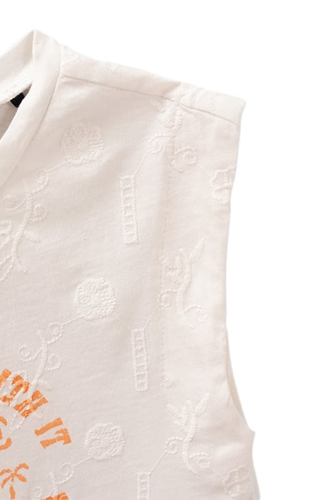 GIRLS’ WHITE SLOGAN AND EMBROIDERY T-SHIRT 5
