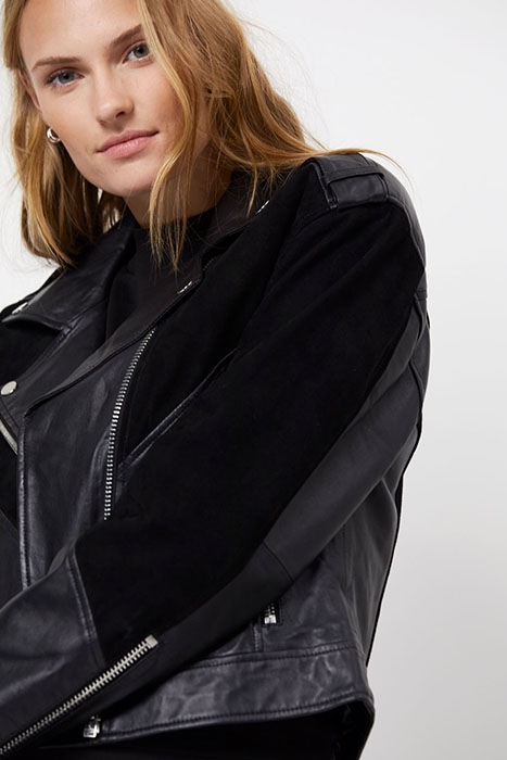 D6SYBIL MIX LEATHER JACKET RAVEN 4