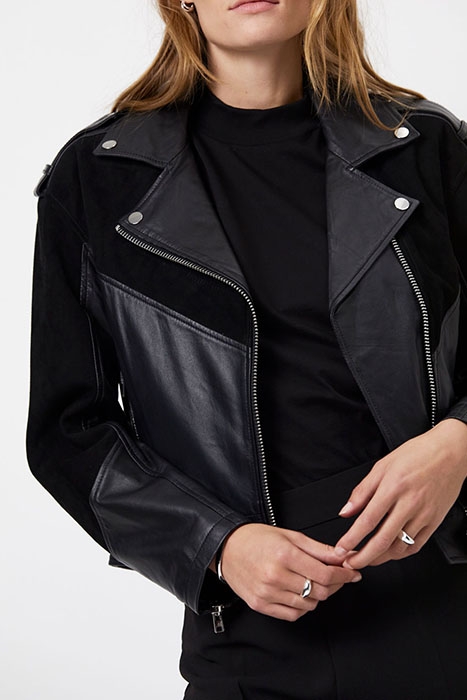 D6SYBIL MIX LEATHER JACKET RAVEN 3