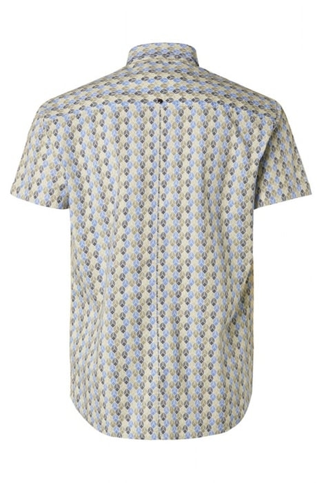 SHIRT SHORT SLEEVE ALLOVER PRINTED STRETCH WASHED BLUE 5