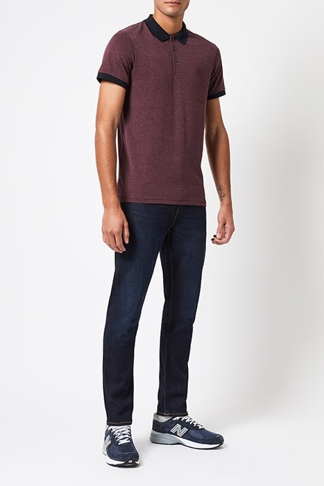 CONTRAST COLLAR POLO SHIRT BORDEAUX MEL/DK NAVY 1