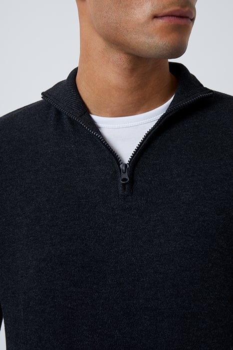 HALF ZIP KNIT SWEATER CHARCOAL MEL 4