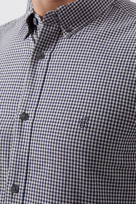 GINGHAM LONG SLEEVE SHIRT DARK NAVY/ECRU GINGH 4