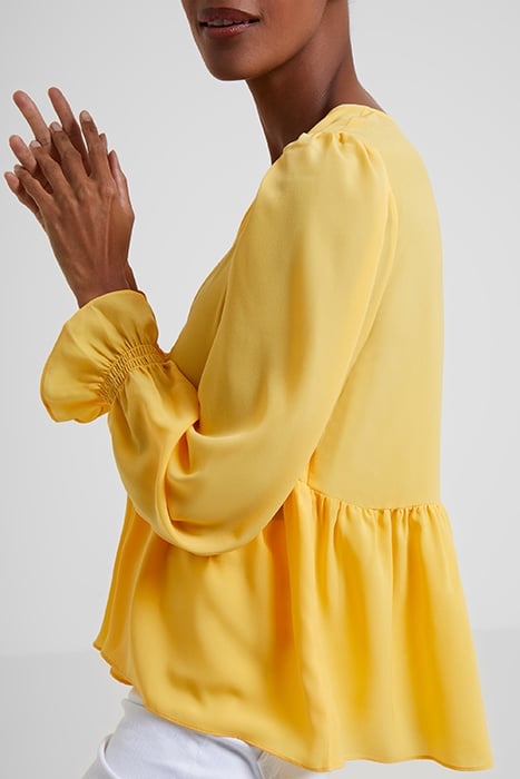 CREPE LIGHT V NECK TOP BUFF YELLOW 4