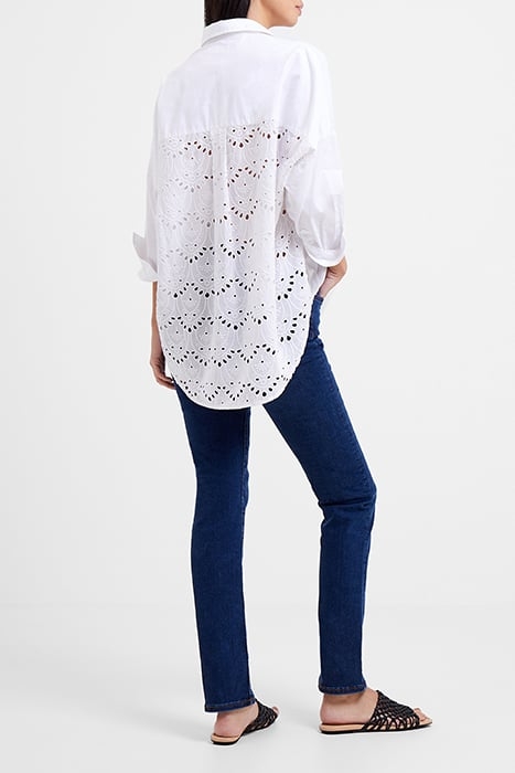 APPELONA BRODERIE ANGLAISE BACK POPOVER SHIRT LINEN WHITE 2