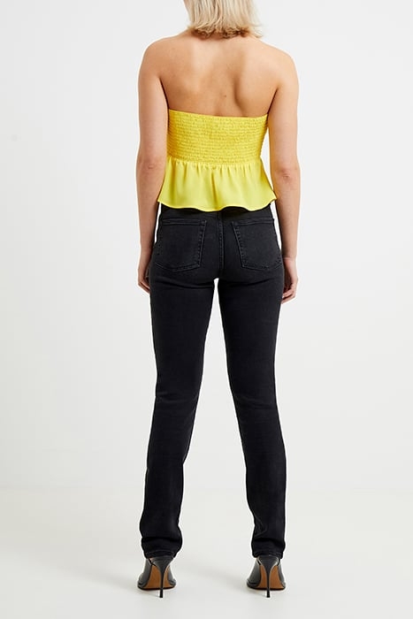 CREPE LIGHT CROSS NECK TOP PRIMROSE YELLOW 2