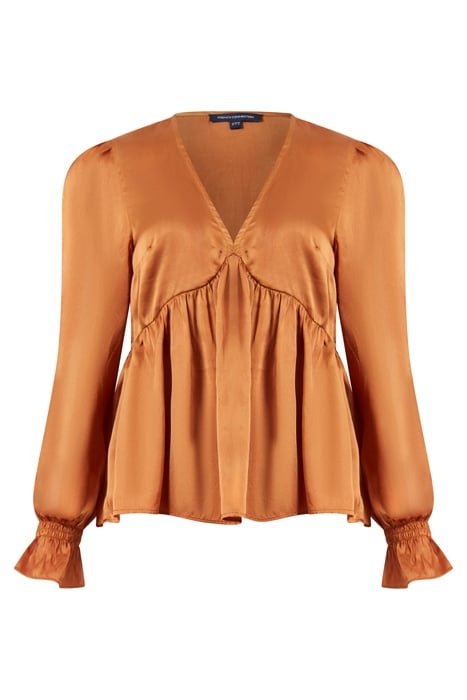 INU SATIN V-NECK EMPIRE TOP HONEY BRONZE 4