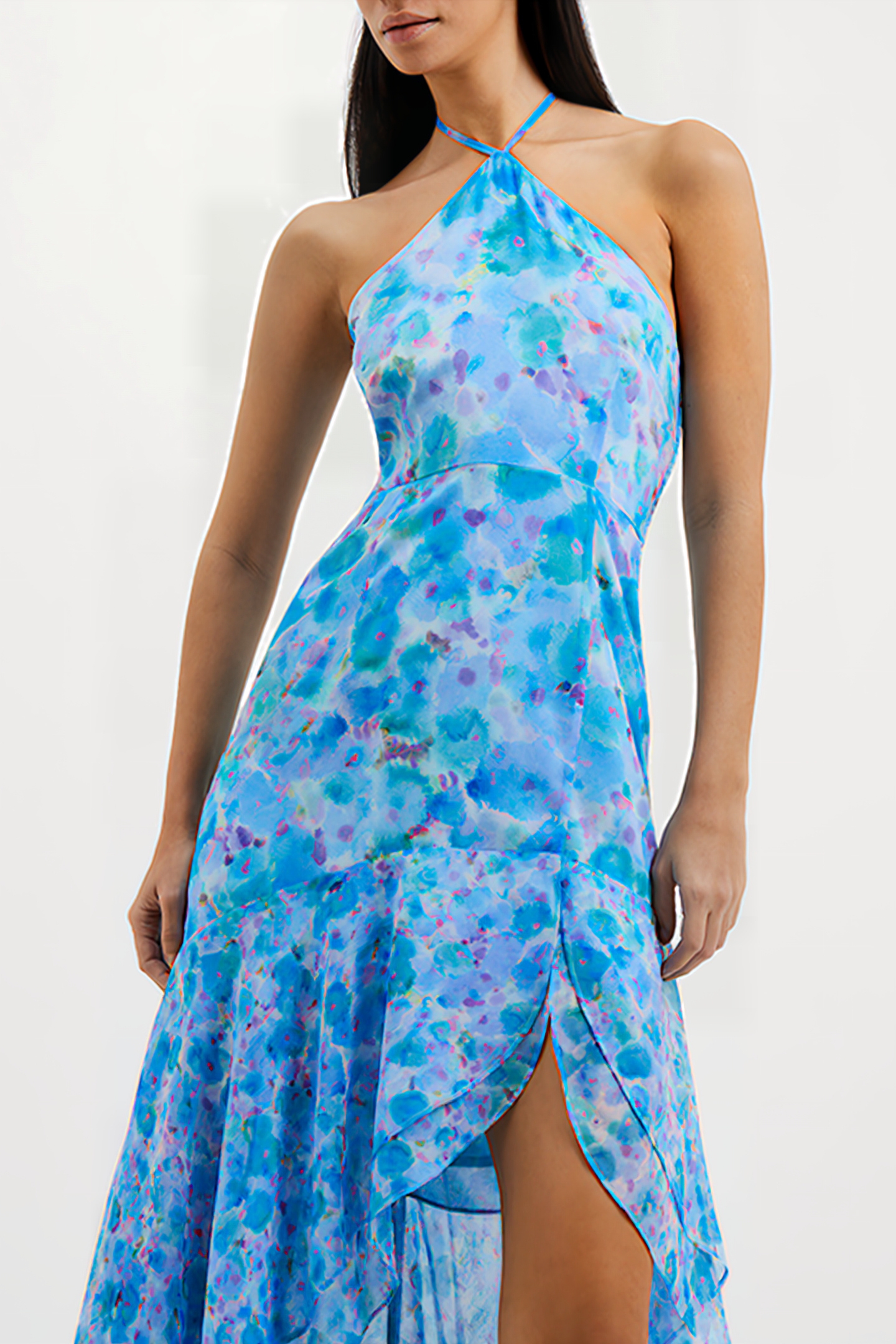 GRETHA HALLIE CRINKLE RECYCLED RUFFLE DRESS STILLWATER 4