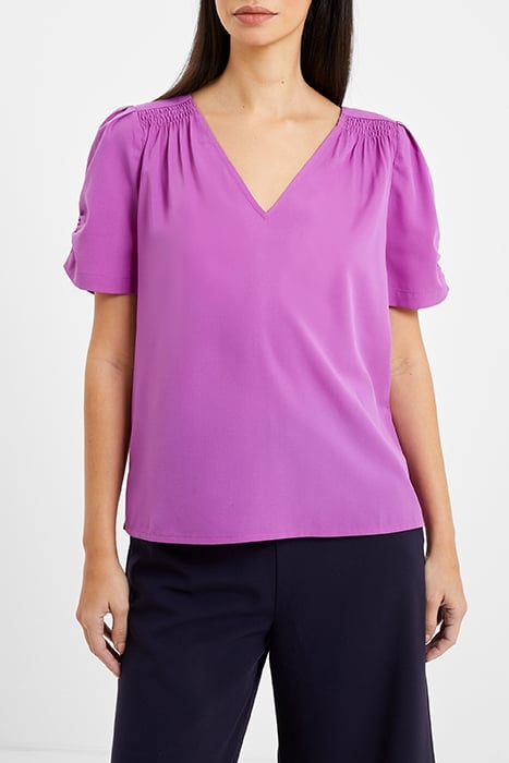 CREPE LIGHT V NECK TOP DAHLIA 1