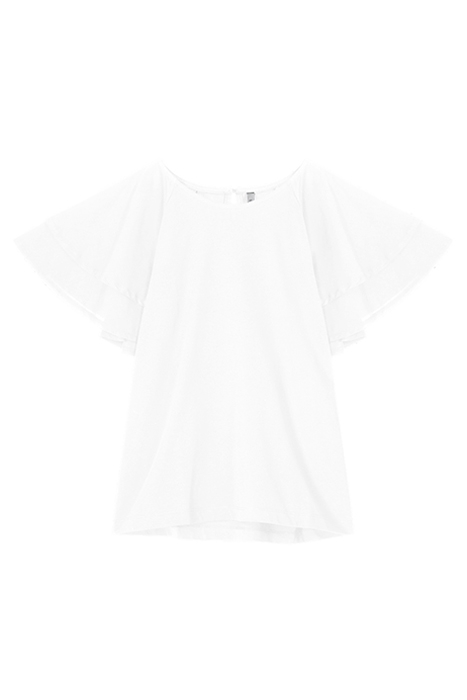TOP BUTTERFLY SLEEVES COTTON SINGLE JERSEY WHITE 1