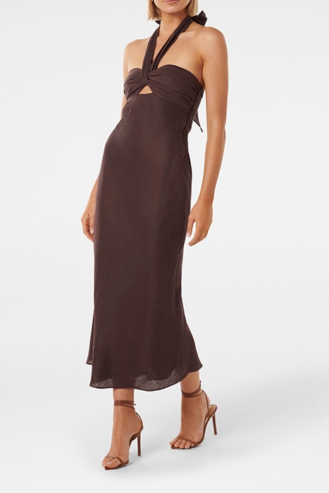 HALTER TUCK MIDI CHOCOLATE 4