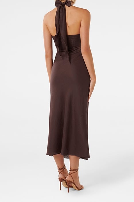HALTER TUCK MIDI CHOCOLATE 2