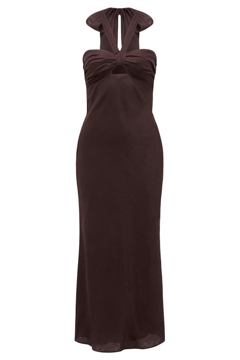 HALTER TUCK MIDI CHOCOLATE 3