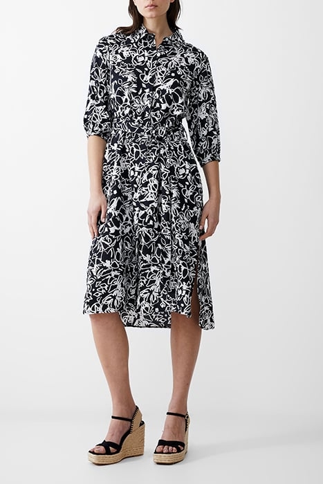 FAYOLA SHIRT DRESS MIDI BLACK/WHITE 2