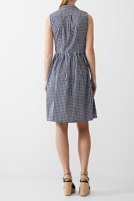 SLESS SMOCK GINGHAM DRESS KNEE DK NAVY/WHITE 3