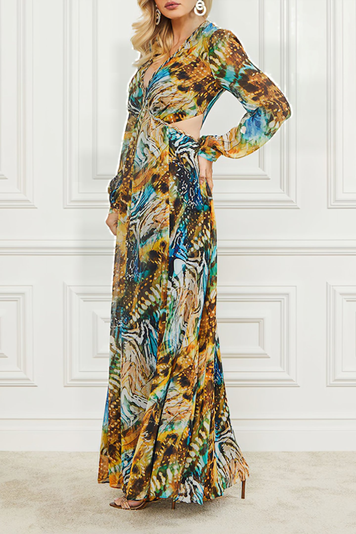MARCIANO BY GUESS URSULA GOWN SOLID EUTOPIA MAXI DRESS PRINT 6