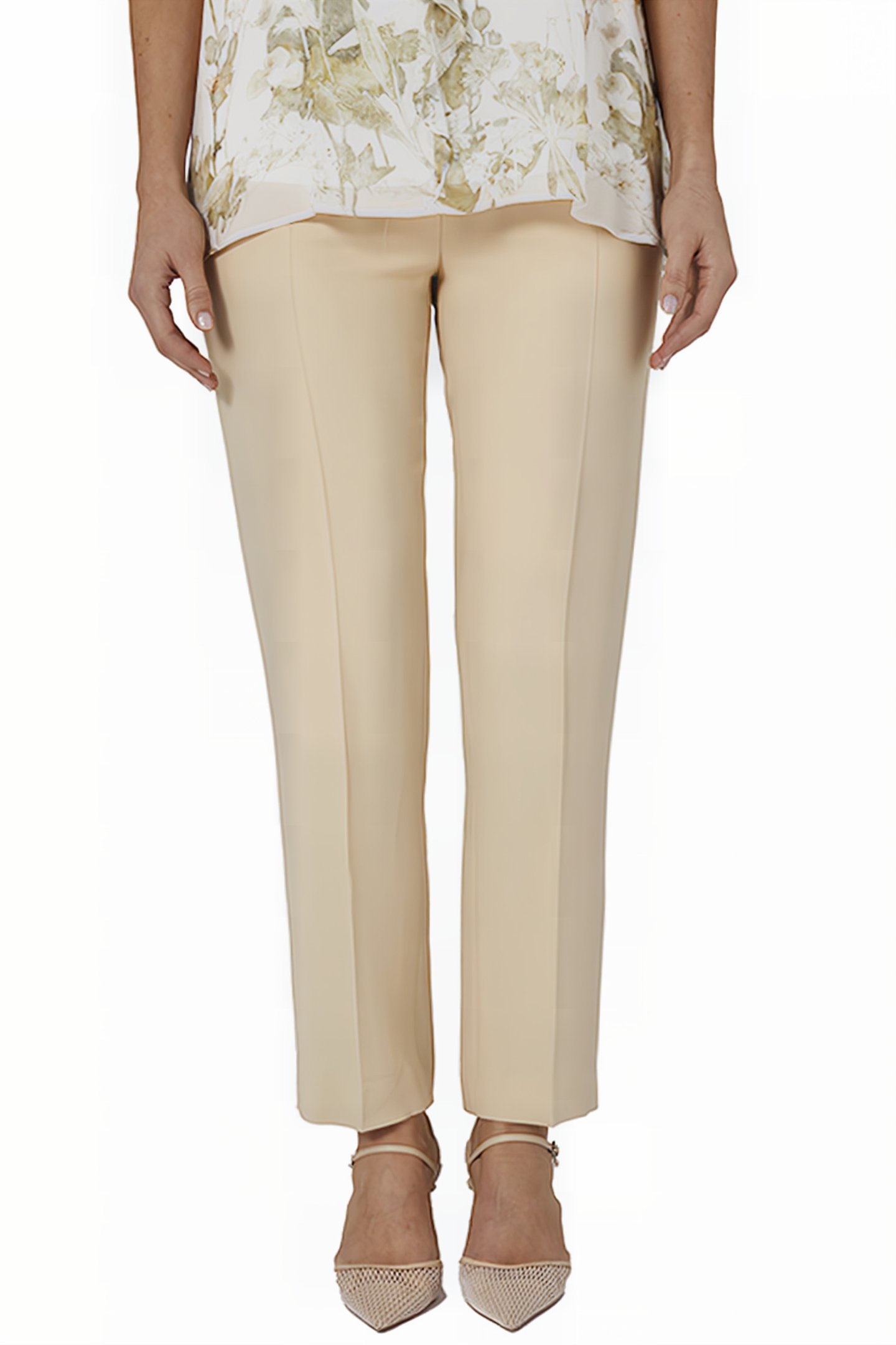 STRAIGHT-LEG STRETCH CADY TROUSERS PINK 6