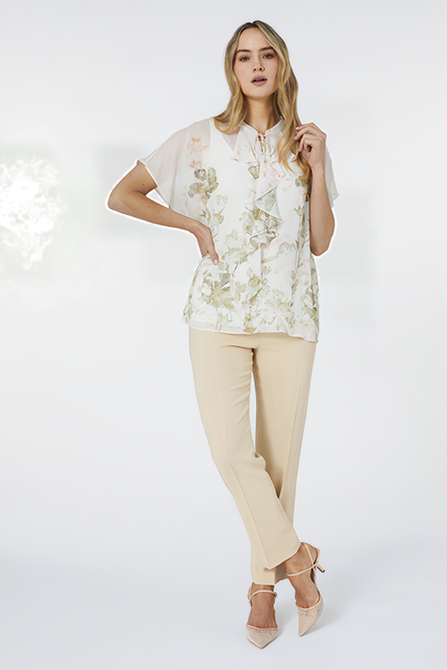 STRAIGHT-LEG STRETCH CADY TROUSERS PINK 3