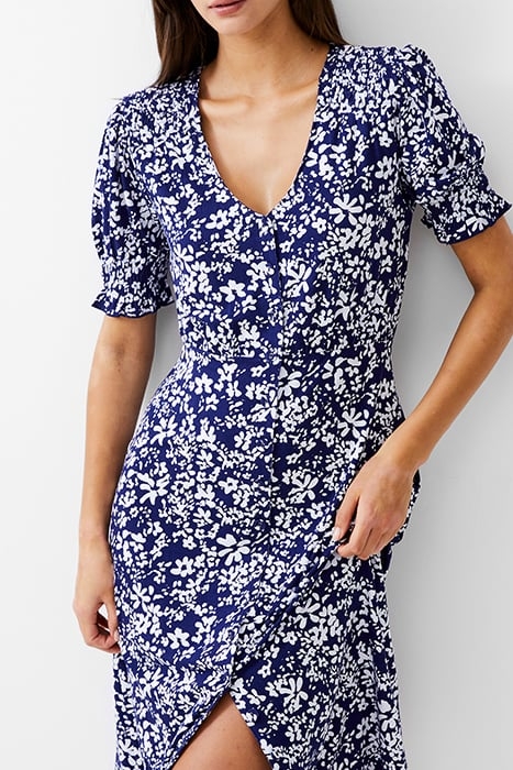 FLORALE BUTTON-THRU DRESS MIDI DK NAVY/WHITE 3