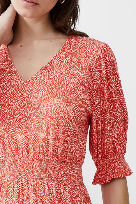 BERNICE SHIRRED DRESS SHORT MANDARIN/SEAPINK/IVR 4