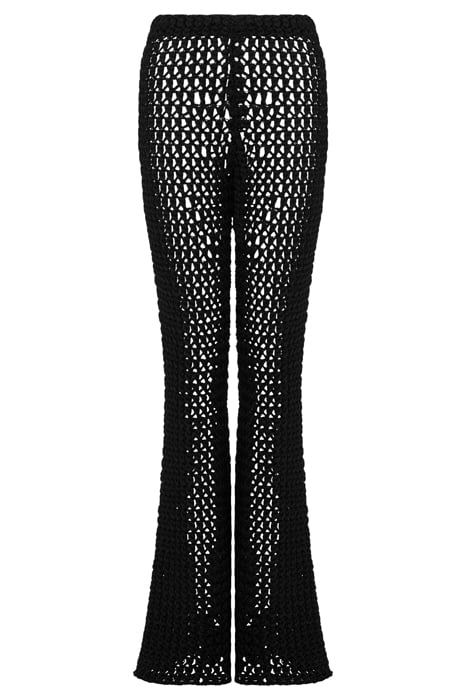 CROCHET EFFECT COTTON RIBBON TROUSERS BLACK 3