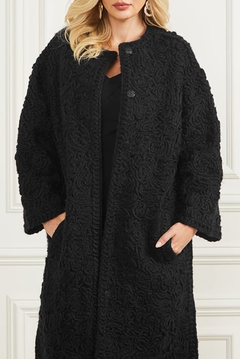 BRAID COAT JET BLACK FAUX FUR 5