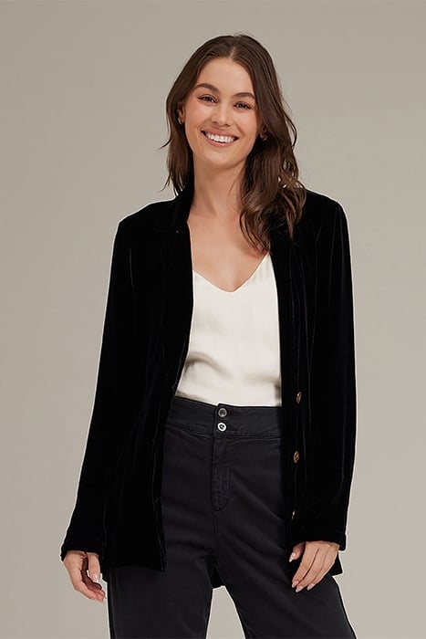 NOTCH COLLAR BELTED BLAZER BLACK 1