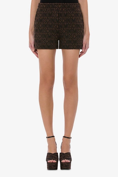 ALLOVER LOGO FLEECE SHORTS BROWN 1