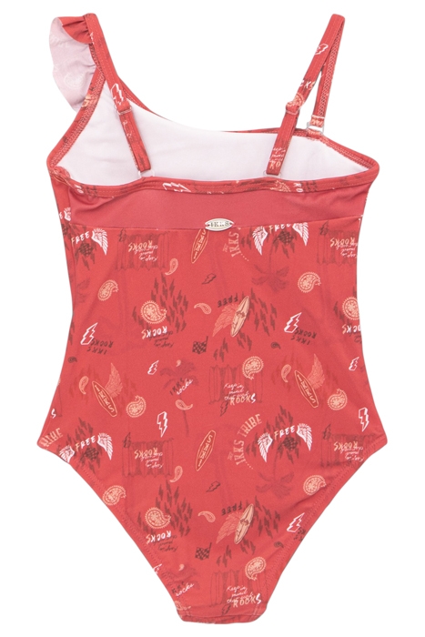 GIRLS’ RED SURF-ROCK PRINT SWIMSUIT 2