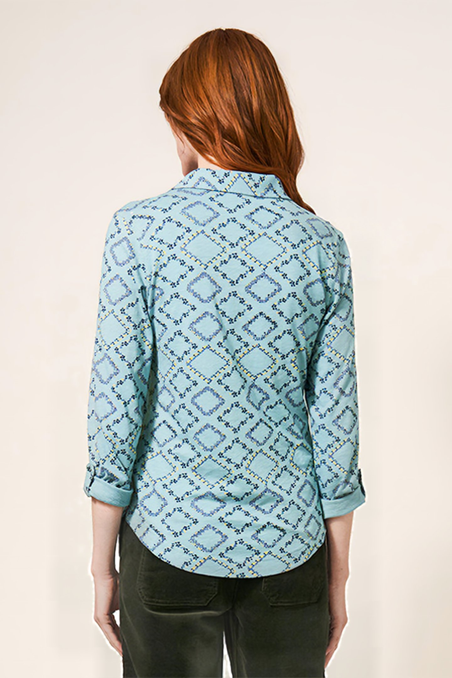 ANNIE JERSEY SHIRT TEAL PRINTED 2