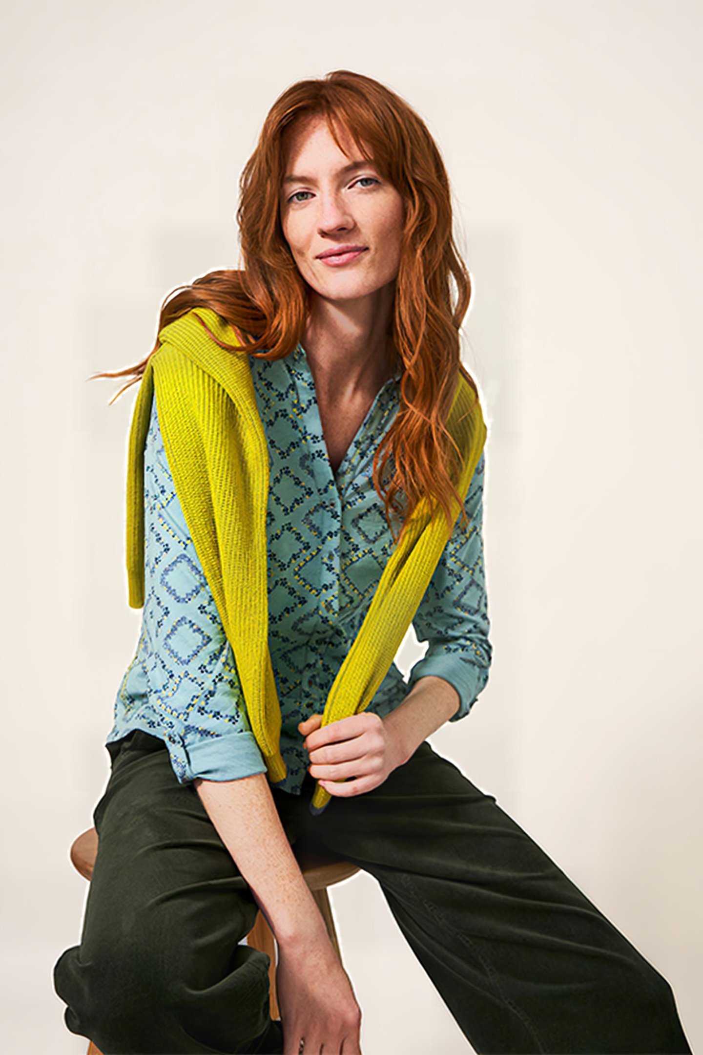 ANNIE JERSEY SHIRT TEAL PRINTED 4