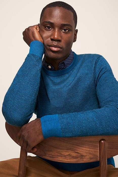 NEWPORT JACQUARD MERINO CREW MID TEAL 5