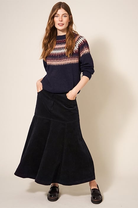 QUINN  CORD SKIRT PURE BLACK 3